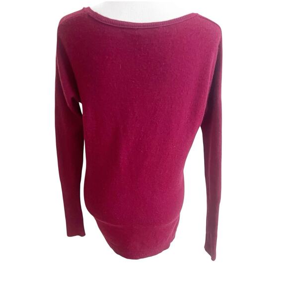 Sofia 100% Cashmere Sweater Burgundy Wine Long Sleeve Size Small Scoop Neck - Picture 2 of 9